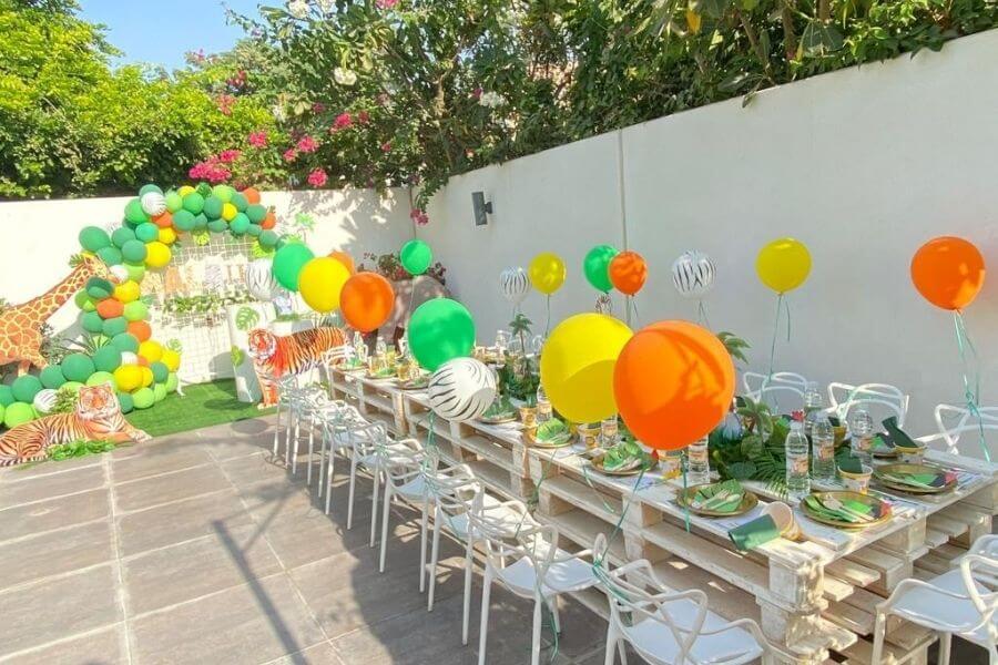 Outdoor party area Decoration with jungle theme